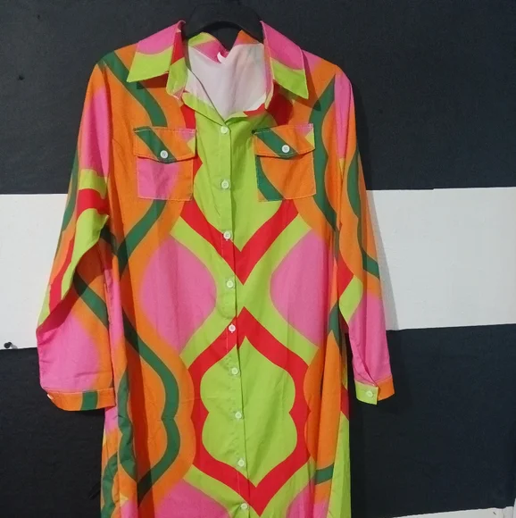 NEW Women Multicolor casual buttoned maxi dress - Picture 3 of 13